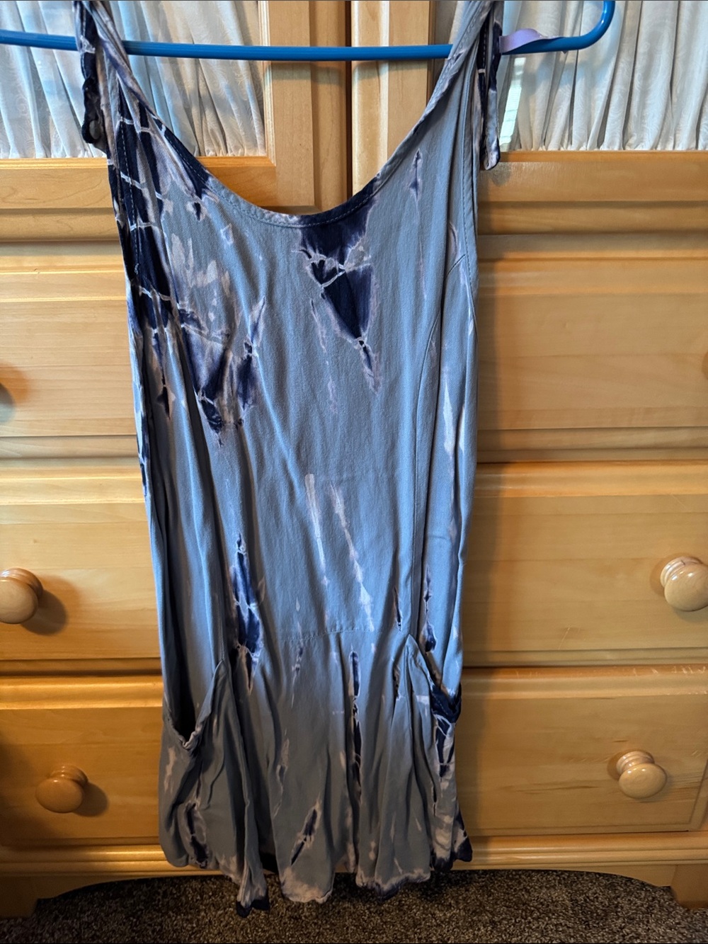 Lulu's Blue and Navy Tie-Dye Slip Dress